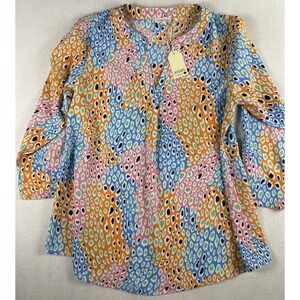 Jodifl Dressy Career 3/4 Sleeve‎ Top Blouse Animal Print Small Silky Flowy NWT